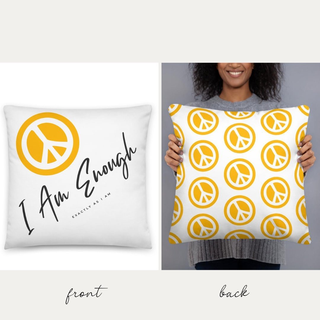 I AM ENOUGH PEACE SIGN PILLOW - Double Sided | I Am Enough Collection