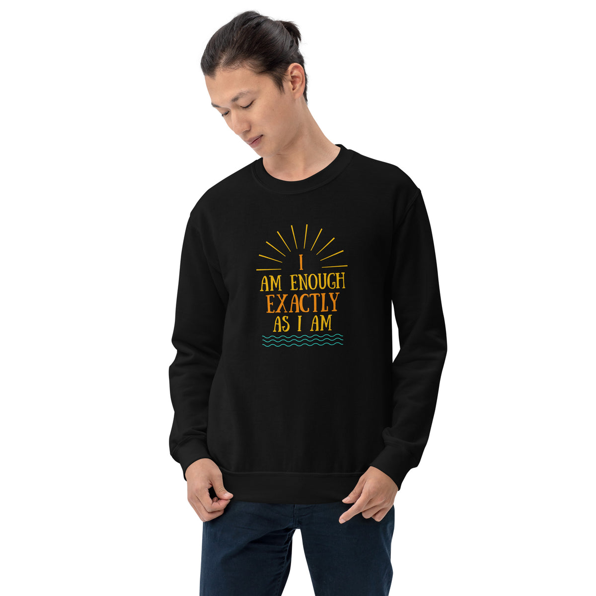 I AM ENOUGH EXACTLY AS I AM Vintage Inspirational Sweatshirt for Men | I Am Enough Collection