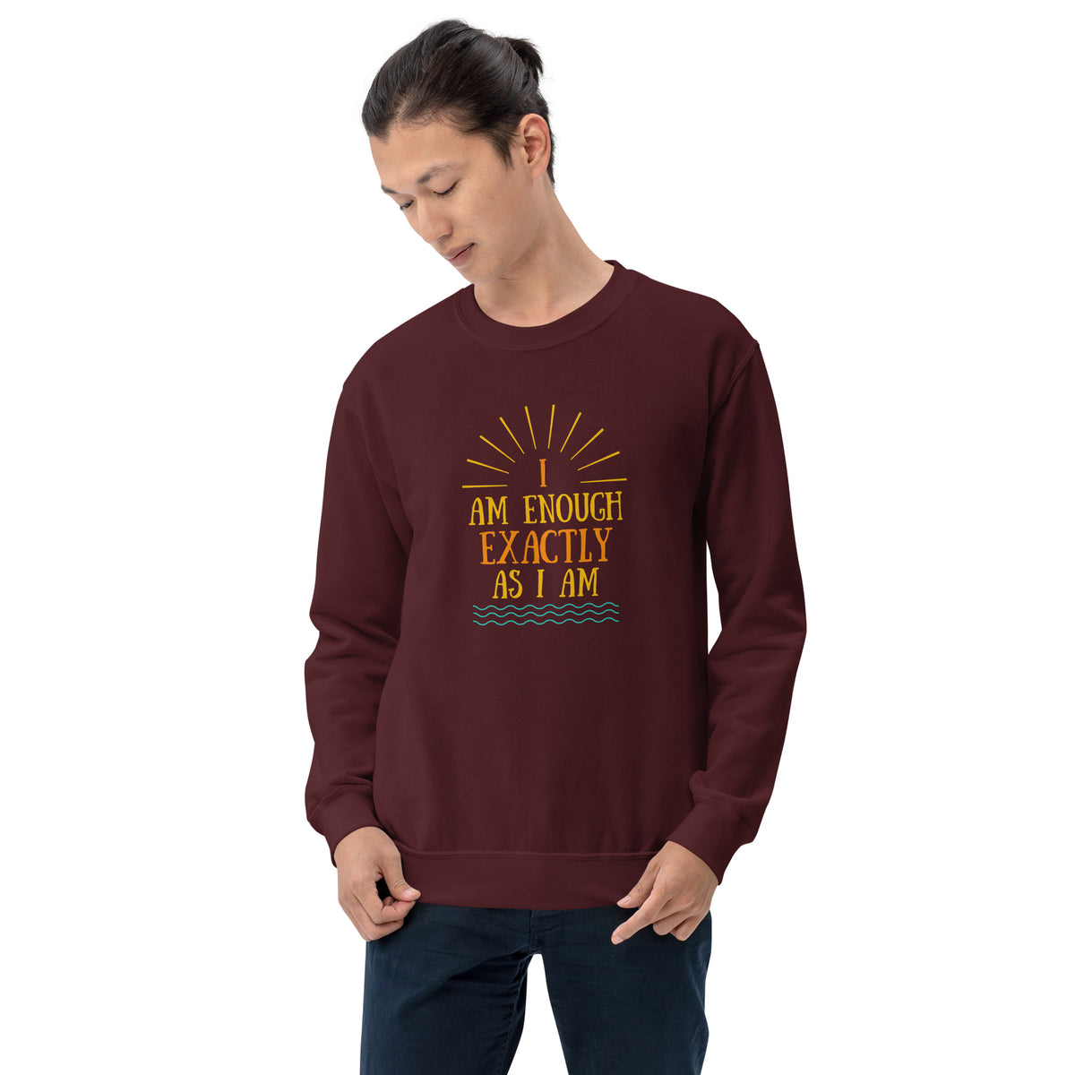 I AM ENOUGH EXACTLY AS I AM Vintage Inspirational Sweatshirt for Men | I Am Enough Collection