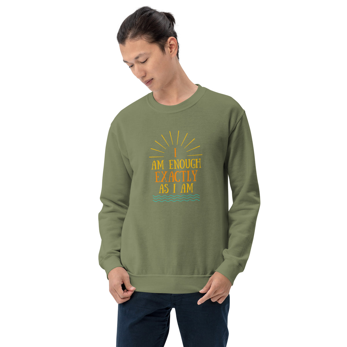I AM ENOUGH EXACTLY AS I AM Vintage Inspirational Sweatshirt for Men | I Am Enough Collection