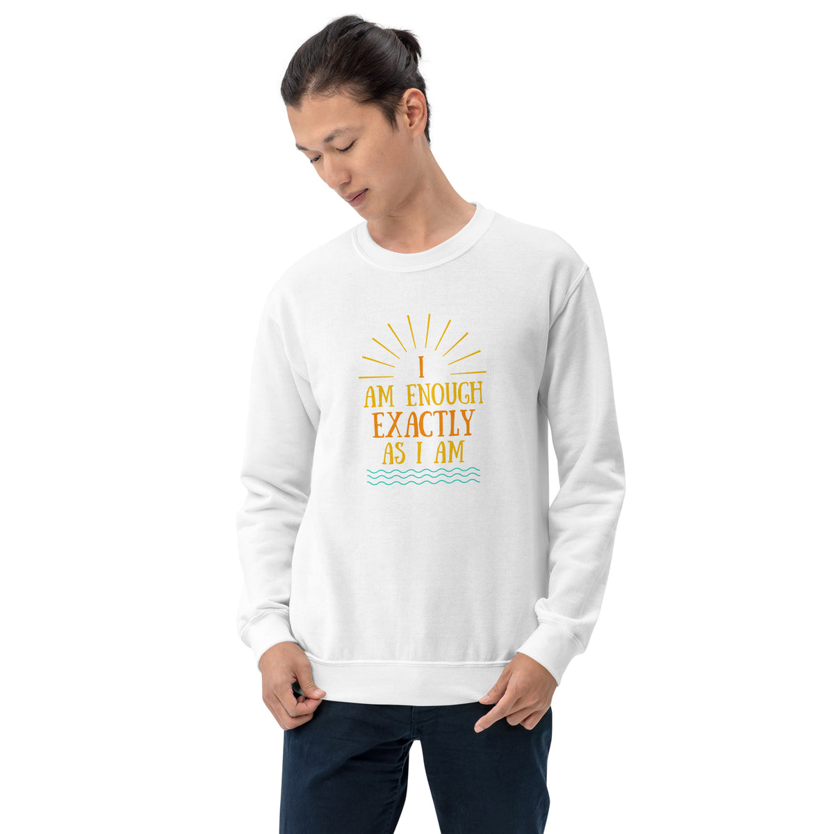 I AM ENOUGH EXACTLY AS I AM Vintage Inspirational Sweatshirt for Men | I Am Enough Collection