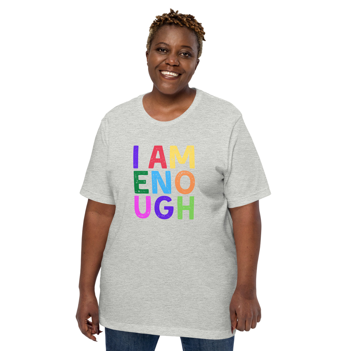 I AM ENOUGH COLOR BLOCK Inspirational Mental Health T-Shirt for Women | I Am Enough Collection