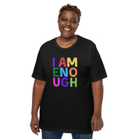 I AM ENOUGH COLOR BLOCK Inspirational Mental Health T-Shirt for Women | I Am Enough Collection