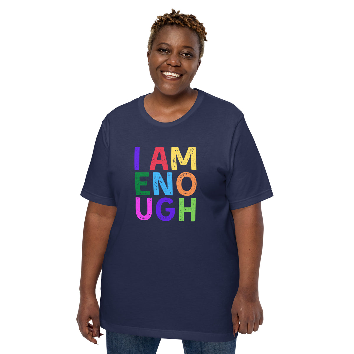 I AM ENOUGH COLOR BLOCK Inspirational Mental Health T-Shirt for Women | I Am Enough Collection