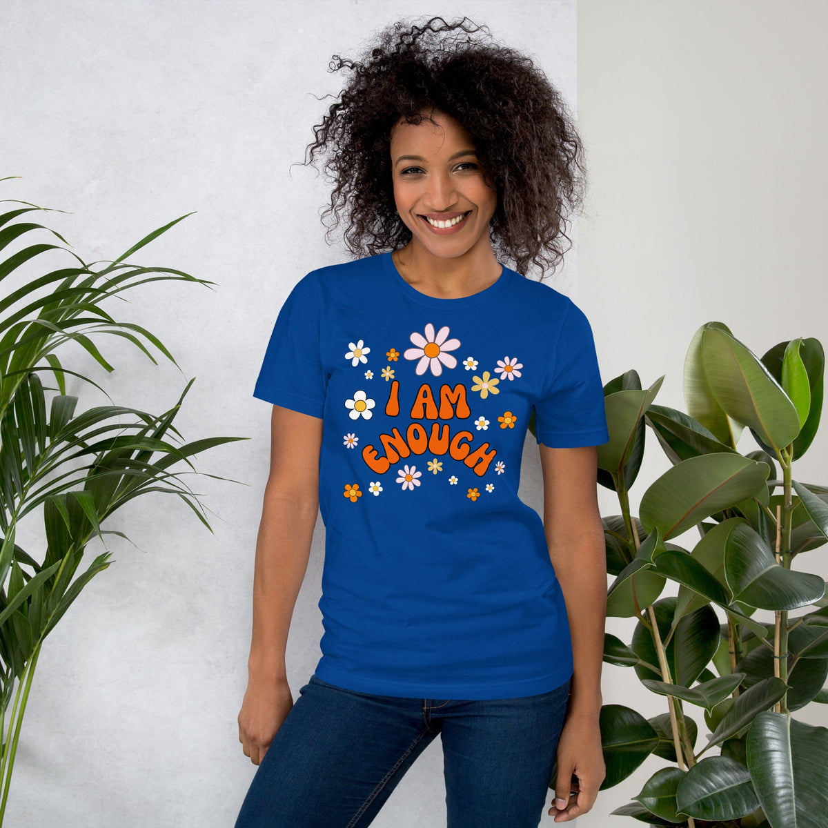 I AM ENOUGH Flower Power Inspirational Affirmation T-Shirt for Women | I Am Enough Collection