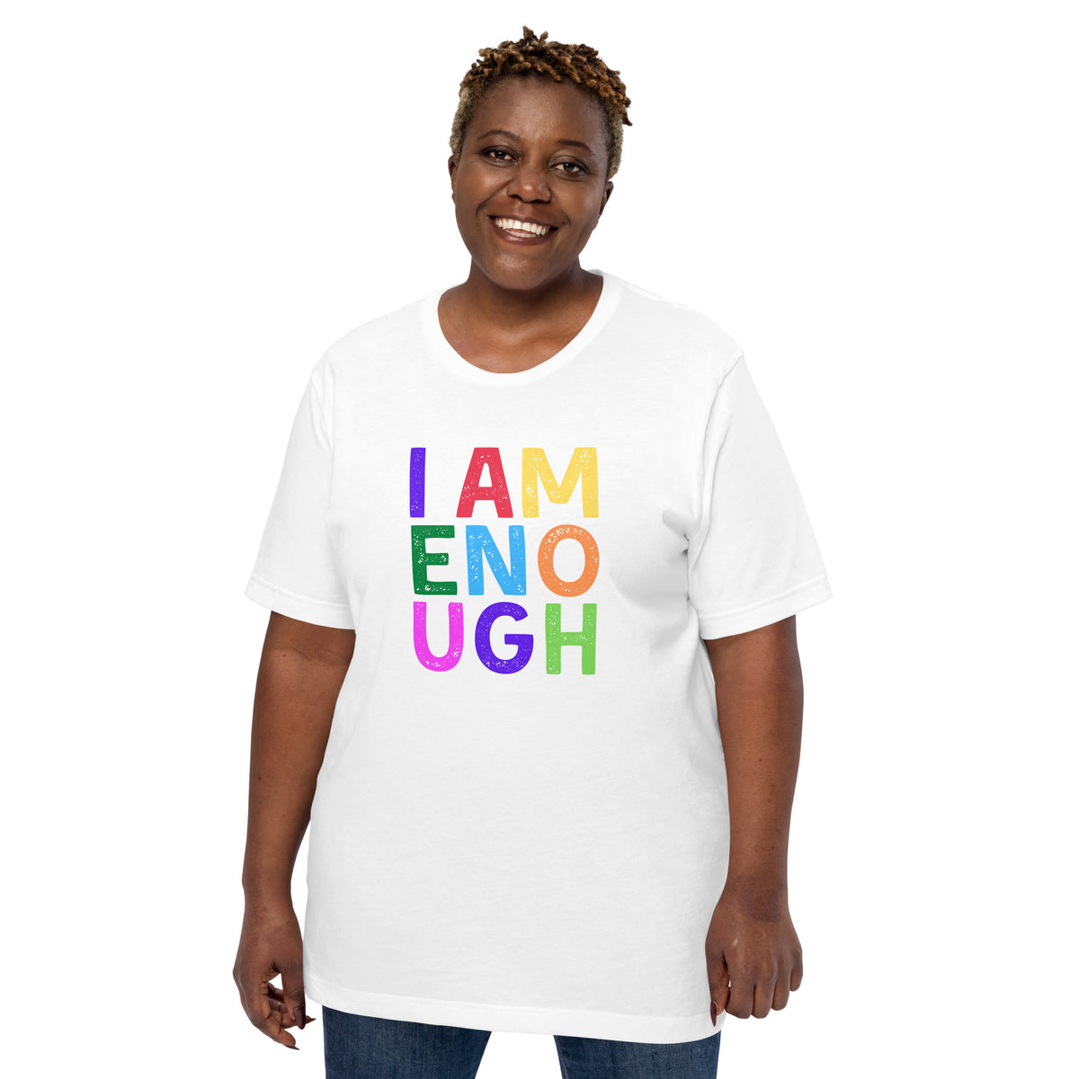 I AM ENOUGH COLOR BLOCK Inspirational Mental Health T-Shirt for Women | I Am Enough Collection