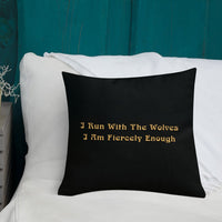 STRONG WOLF I AM FIERCELY ENOUGH PILLOW - Writing On Back Side | I Am Enough Collection