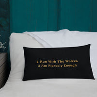 STRONG WOLF I AM FIERCELY ENOUGH PILLOW - Writing On Back Side | I Am Enough Collection