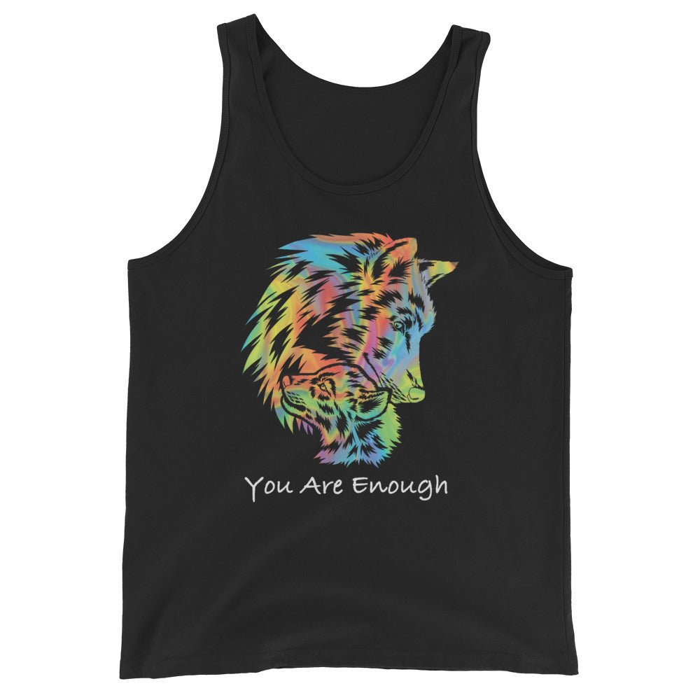 YOU ARE ENOUGH WOLF & BABY Inspirational Graphic Tank for Men | I Am Enough Collection
