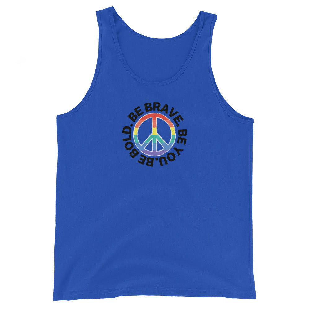 PEACE BE YOU with Peace Sign - Motivational Graphic Tank for Men | I Am Enough Collection
