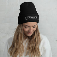 ENOUGH Embroidered BEANIE Positive Message Cuffed Plain Skull Knit Cap | I Am Enough Collection