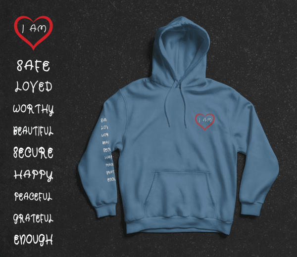 I AM HEART - Affirmation on Sleeve Hoodie for Women | I Am Enough Collection