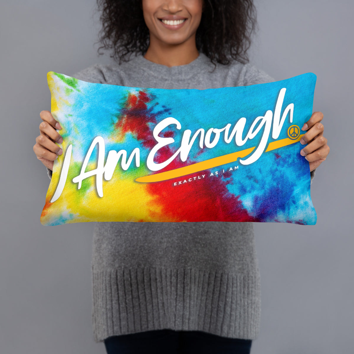 I AM ENOUGH TIE DYE PILLOW with Inspirational Message Home Decor | I Am Enough Collection