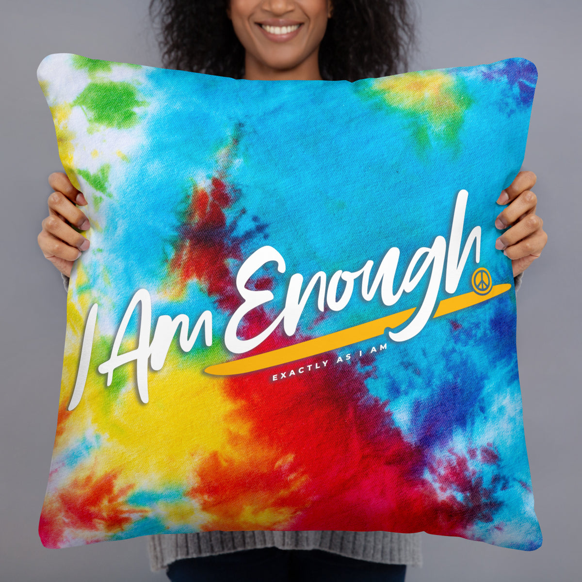 I AM ENOUGH TIE DYE PILLOW with Inspirational Message Home Decor | I Am Enough Collection