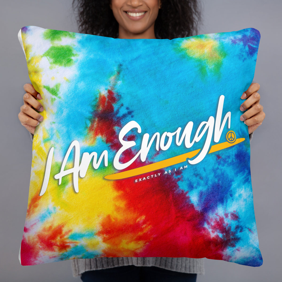 I AM ENOUGH TIE DYE PILLOW with Inspirational Message Home Decor | I Am Enough Collection