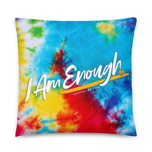 I AM ENOUGH TIE DYE PILLOW with Inspirational Message Home Decor | I Am Enough Collection