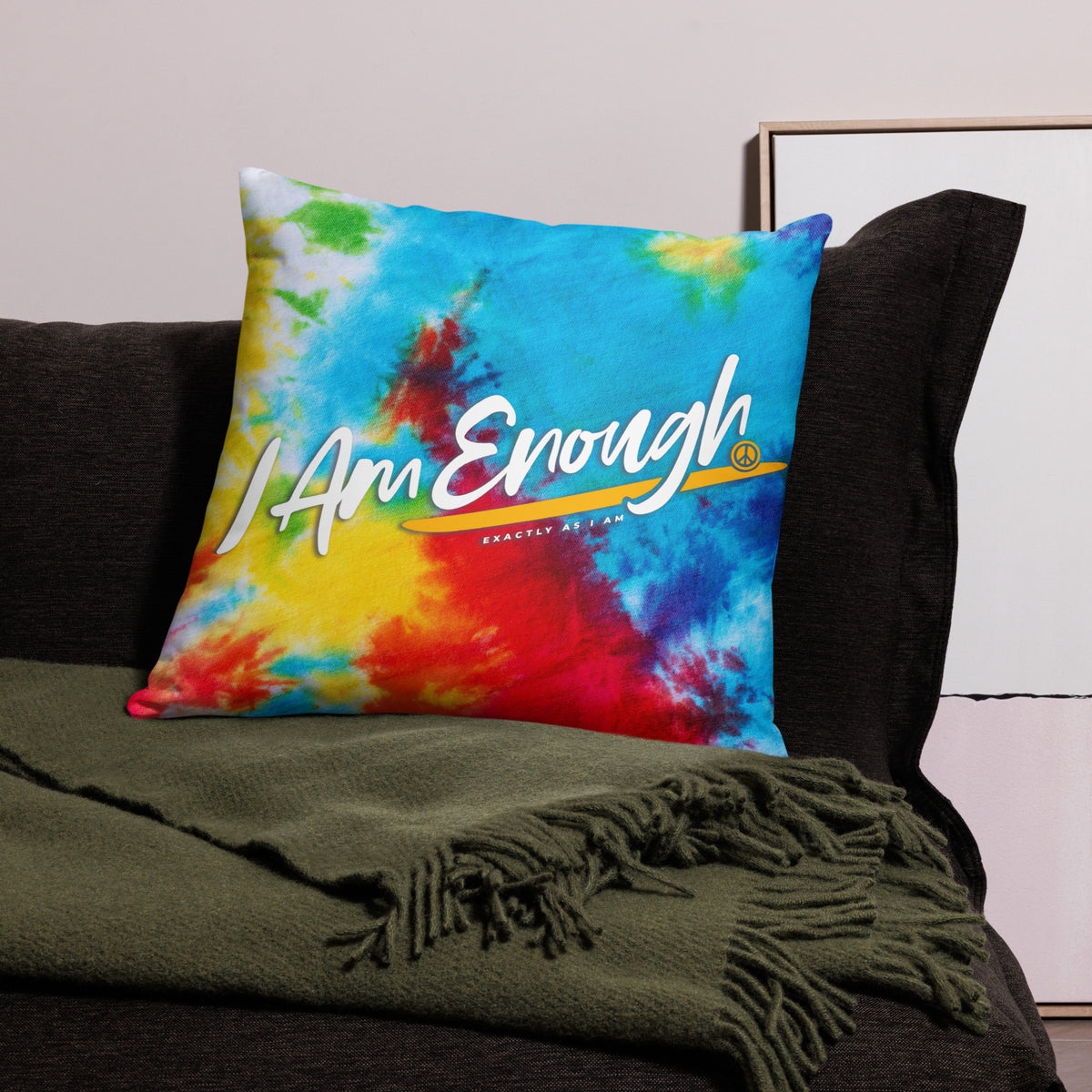 I AM ENOUGH TIE DYE PILLOW 22 X 22 Inspirational Message Home Decor'