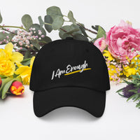 I AM ENOUGH SCRIPT - Embroidered Hat with Peace Sign on Back | I Am Enough Collection