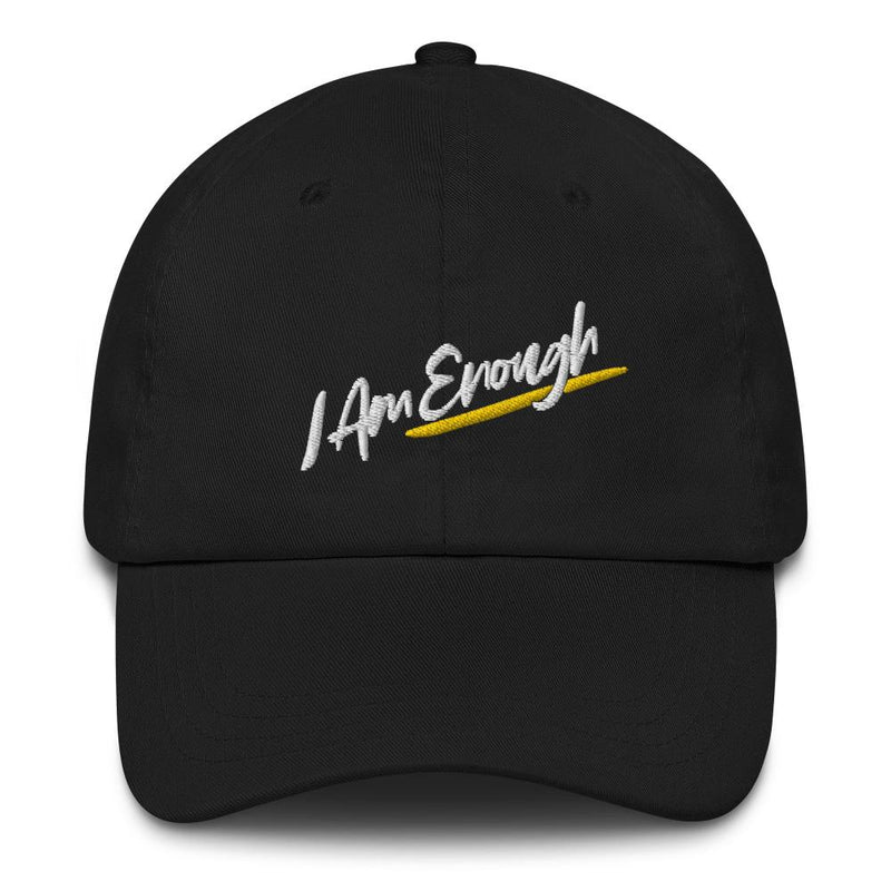 I AM ENOUGH SCRIPT Embroidered Baseball Cap Hat with Peace Sign | I Am Enough Collection