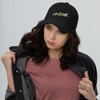 I AM ENOUGH SCRIPT Embroidered Baseball Cap Hat with Peace Sign | I Am Enough Collection