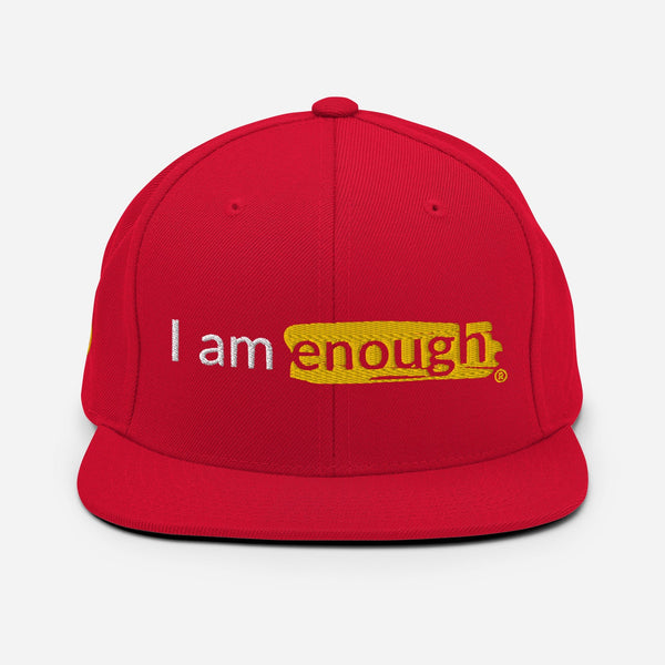 I AM ENOUGH ORIGINAL - Embroidered Snapback Hat with Peace Sign on the Side | I Am Enough Collection