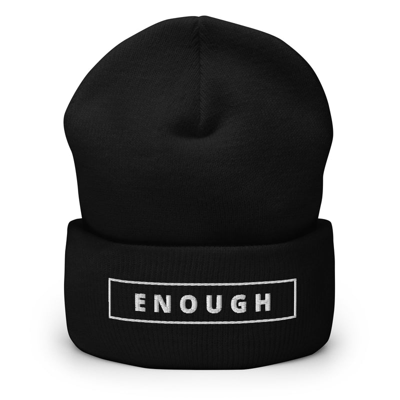 ENOUGH Embroidered BEANIE Cuffed Plain Skull Knit Hat Cap | I Am Enough Collection