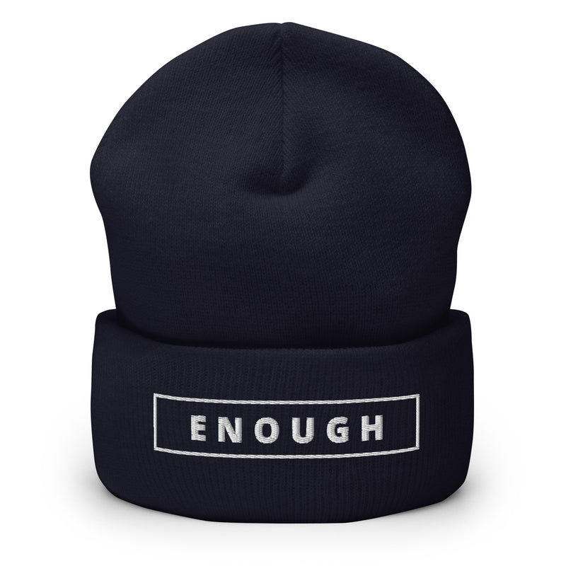 ENOUGH Embroidered BEANIE Cuffed Plain Skull Knit Hat Cap | I Am Enough Collection