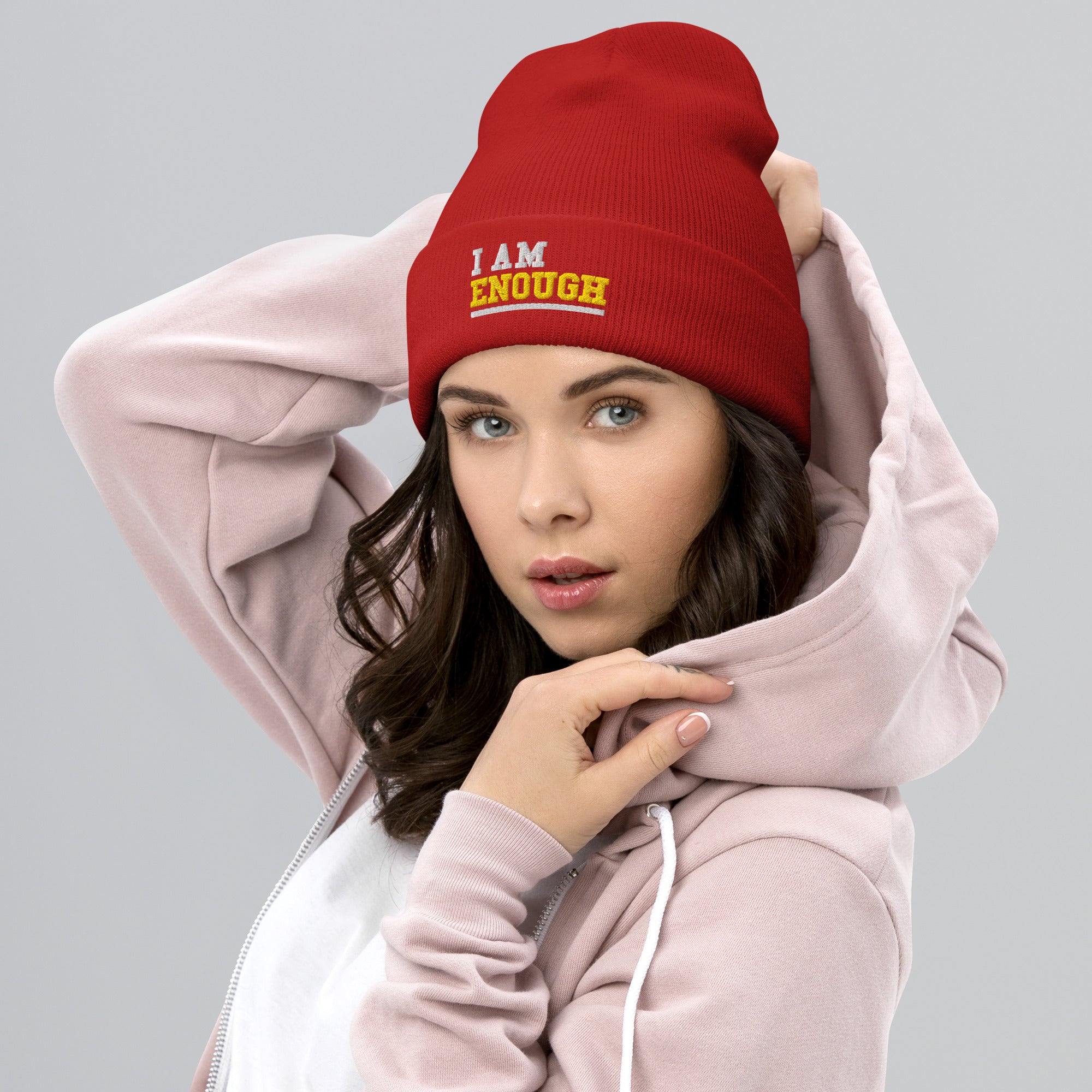 I AM ENOUGH STRONG Embroidered Self-Love Positivity Beanie