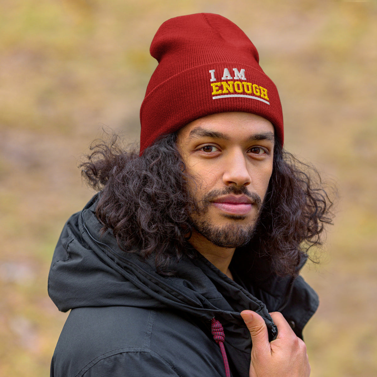 I AM ENOUGH STRONG Embroidered Self-Love Positivity Beanie Cap Hat | I Am Enough Collection