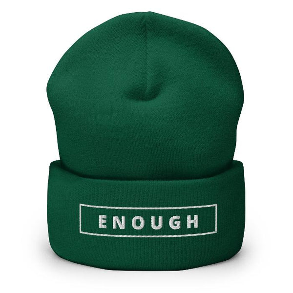 ENOUGH Embroidered BEANIE Cuffed Plain Skull Knit Hat Cap | I Am Enough Collection