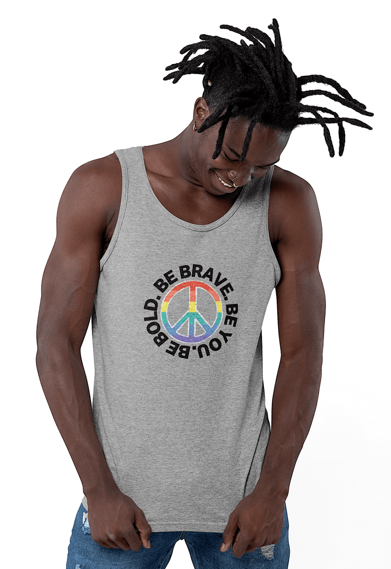 PEACE BE YOU with Peace Sign - Motivational Graphic Tank for Men | I Am Enough Collection