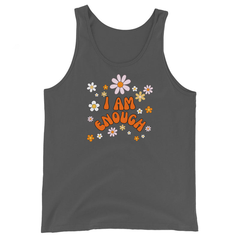 I AM ENOUGH Flower Power Inspirational Affirmation Graphic Tank Top for Women | I Am Enough Collection