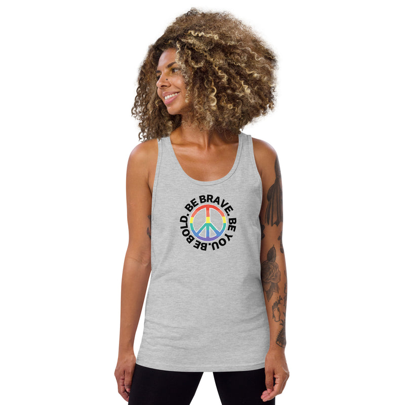 PEACE BE YOU with Peace Sign Motivational Message Graphic Tank Women | I Am Enough Collection