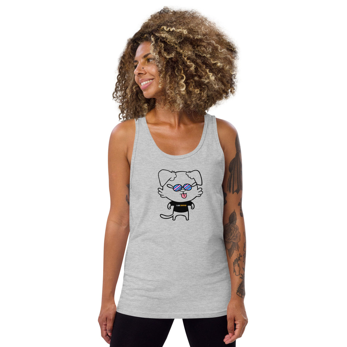 NOT THE LITTLE GUY Collection Mascot Mental Health Tank Top | I Am Enough Collection