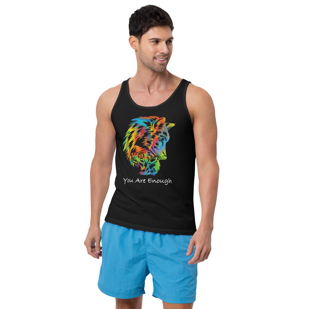 YOU ARE ENOUGH WOLF and BABY Inspirational Custom Graphic Tank for Men | I Am Enough Collection