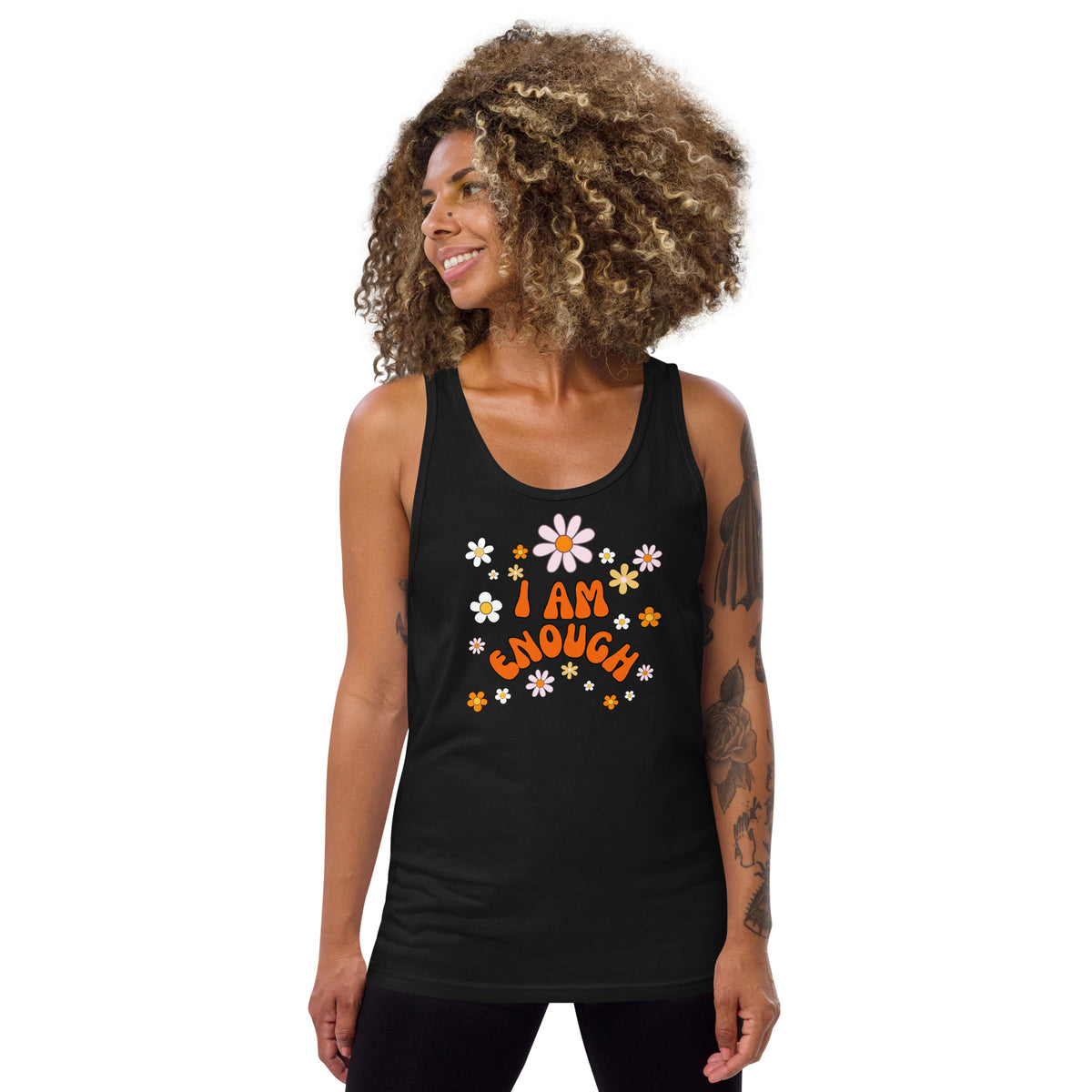 I AM ENOUGH Flower Power Inspirational Affirmation Tank Top for Women | I Am Enough Collection