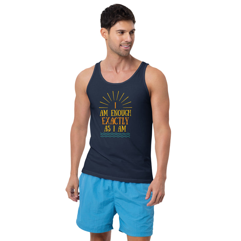 I AM ENOUGH VINTAGE Inspirational Graphic Positive Hip Tank Top for Men | I Am Enough Collection