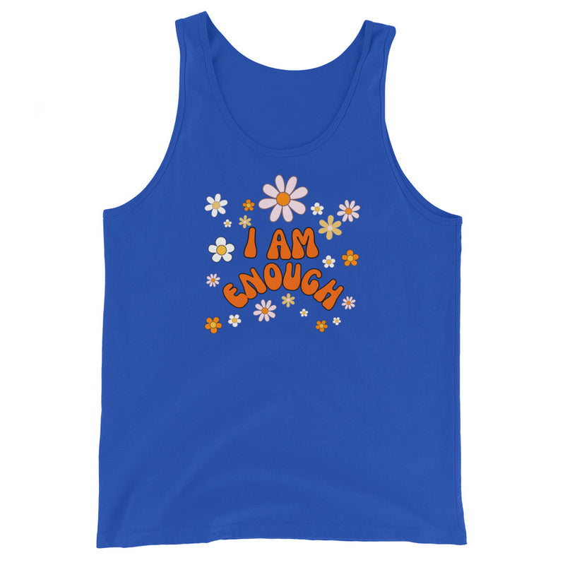 I AM ENOUGH Flower Power Inspirational Affirmation Graphic Tank Top for Women