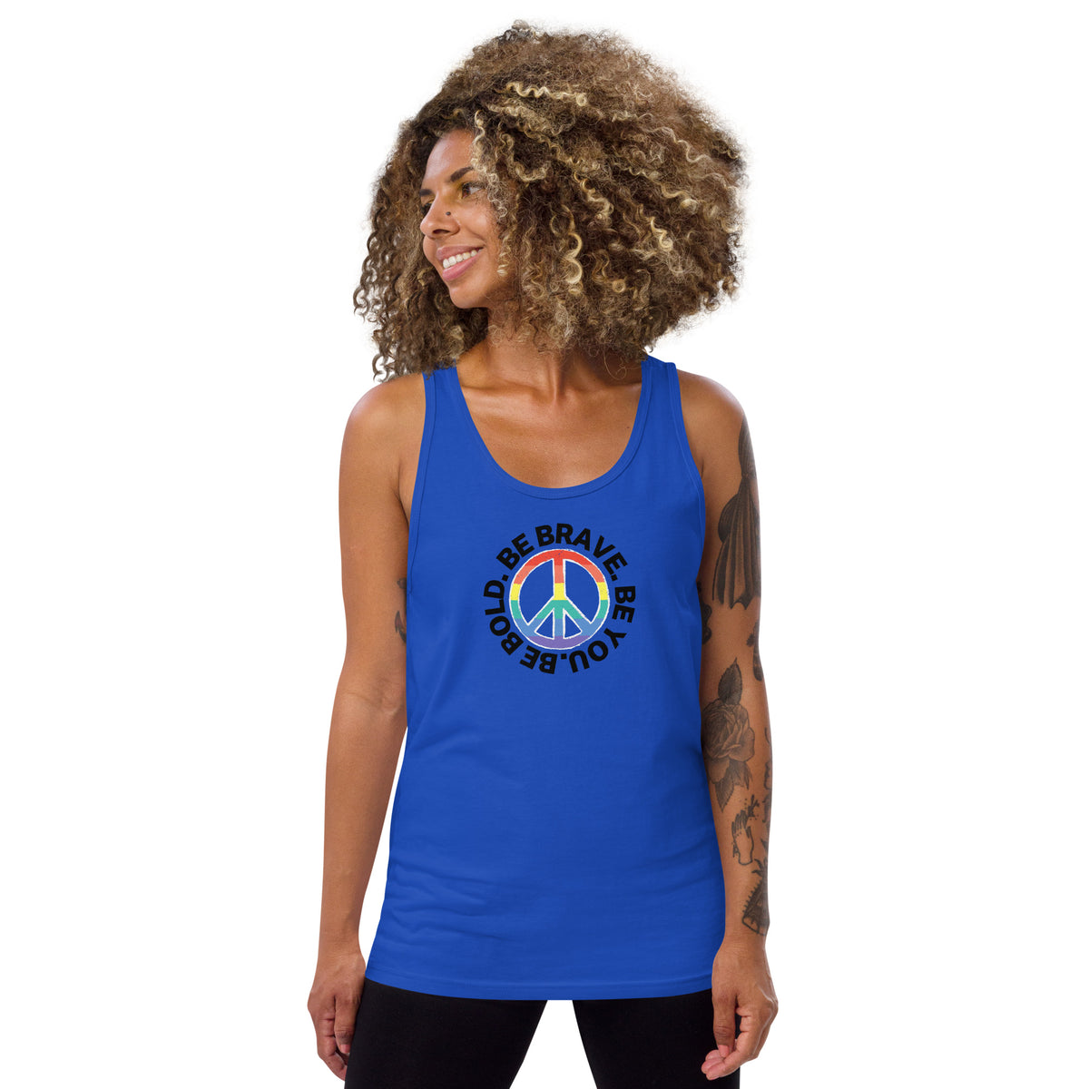 PEACE BE YOU with Peace Sign Motivational Message Graphic Tank Women | I Am Enough Collection