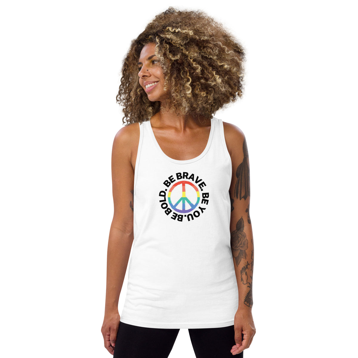 PEACE BE YOU with Peace Sign Motivational Message Graphic Tank Women | I Am Enough Collection