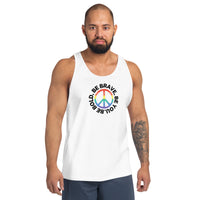 PEACE BE YOU with Peace Sign Motivational Graphic Message Tank for Men | I Am Enough Collection