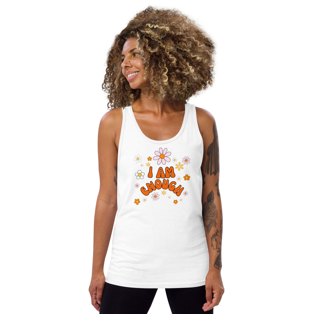 I AM ENOUGH Flower Power Inspirational Affirmation Tank Top for Women | I Am Enough Collection