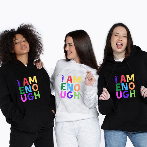 I AM ENOUGH COLOR BLOCK Inspirational Mental Health Hoodie for Women | I Am Enough Collection