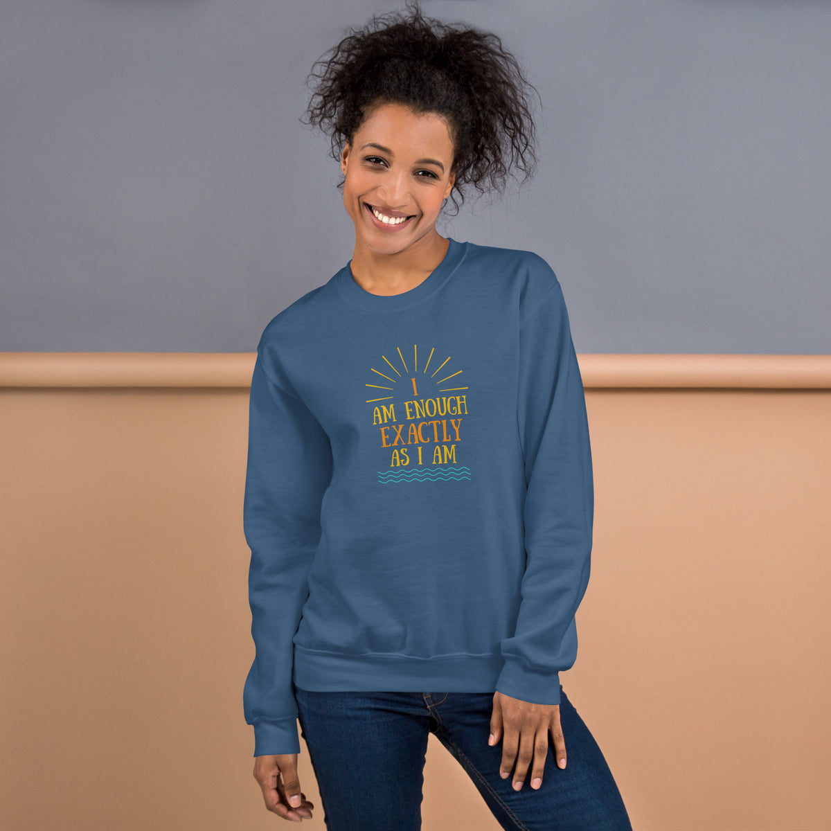 I AM ENOUGH EXACTLY AS I AM Vintage Inspirational Sweatshirt for Women | I Am Enough Collection