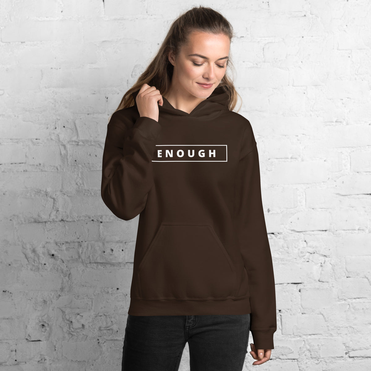 ENOUGH Positivity Motivational Mental Health Message Hoodie for Women | I Am Enough Collection