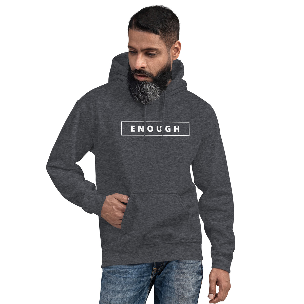 ENOUGH Positivity Motivational Mental Health Message Hoodie for Men | I Am Enough Collection