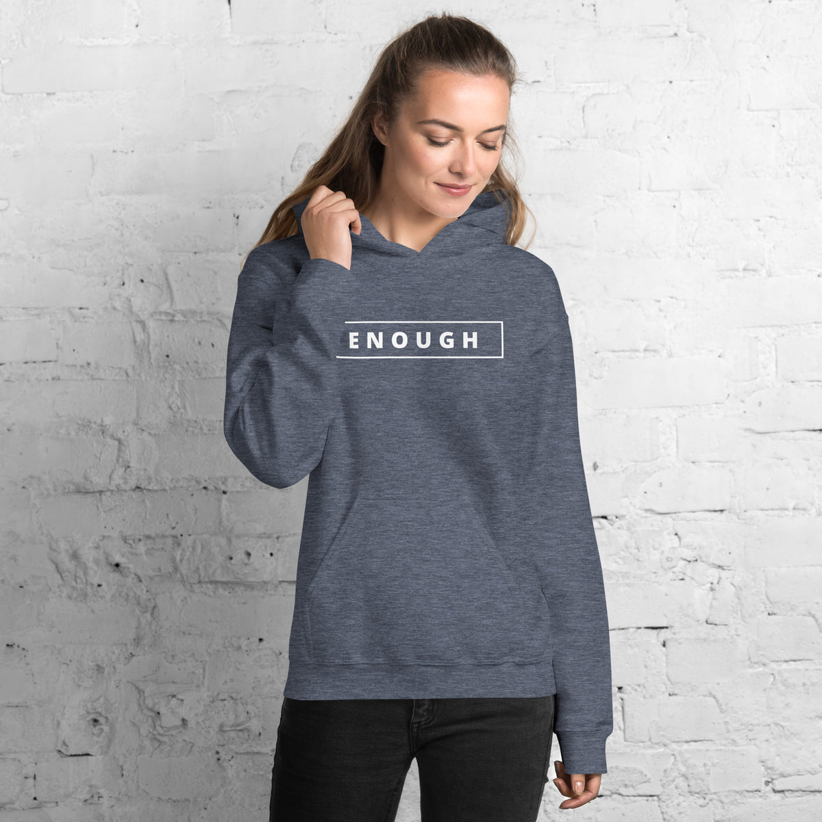 ENOUGH Positivity Motivational Mental Health Message Hoodie for Women | I Am Enough Collection