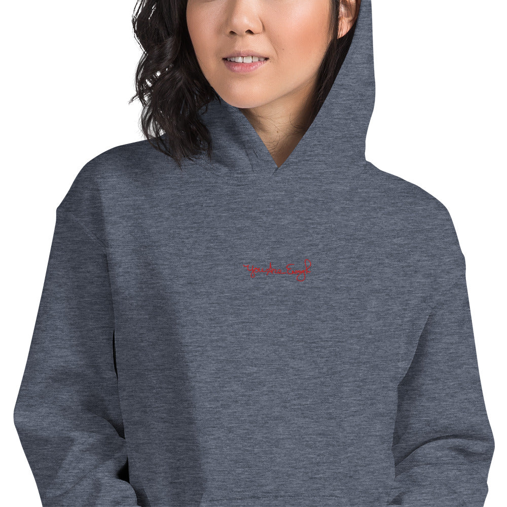 YOU ARE ENOUGH Embroidered Inspirational Message Mental Health Hoodie | I Am Enough Collection