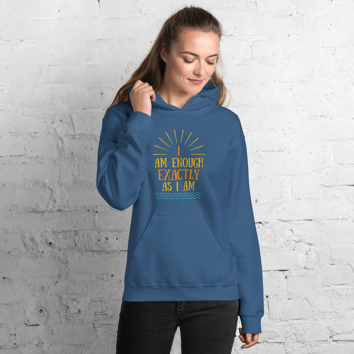 I AM ENOUGH EXACTLY AS I AM - Affirmation Vintage Hoodie for Women | I Am Enough Collection