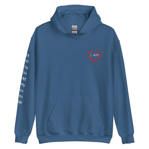 I AM HEART - Affirmation on Sleeve Hoodie for Men | I Am Enough Collection